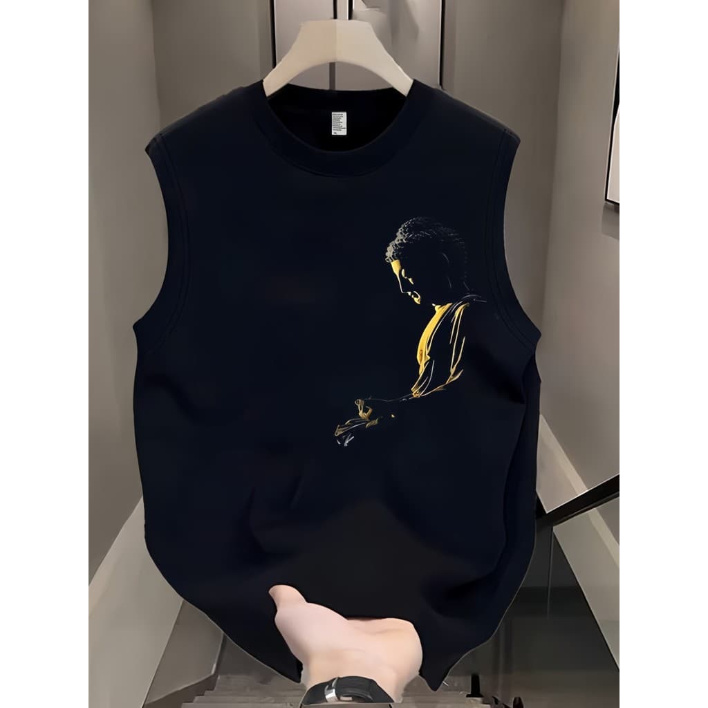 Colete americano estilo masculino 2026 verão único sem mangas camiseta puro algodão solto ins na moda colete roupas supe