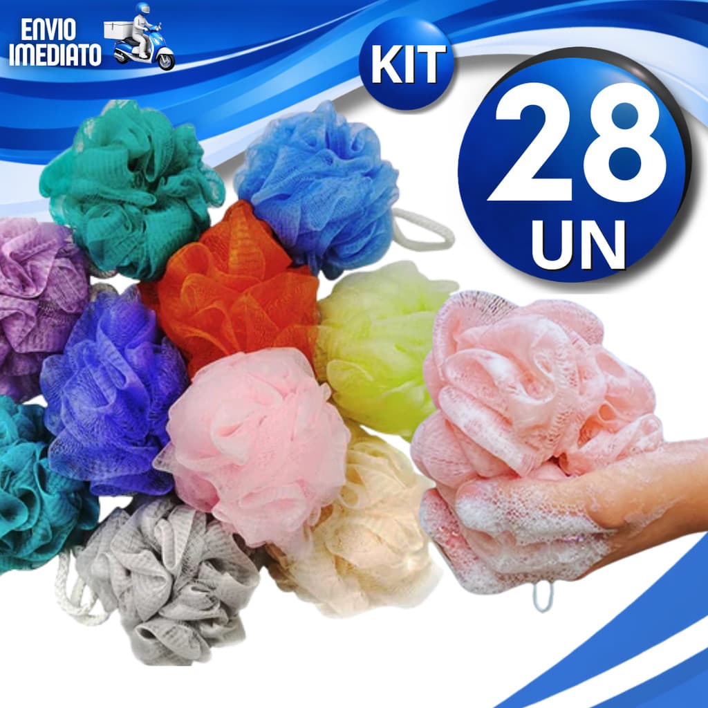 Conjunto Esponja Bucha De Banho Corporal de Nylon Limpeza Diária Cores Sortidas Qualidade Utilidades