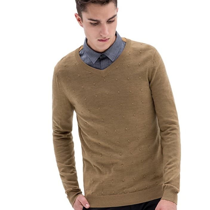 Contador genuíno moda masculina Casual confortável All-Match outono inverno moda com decote em V de malha pulôver de man
