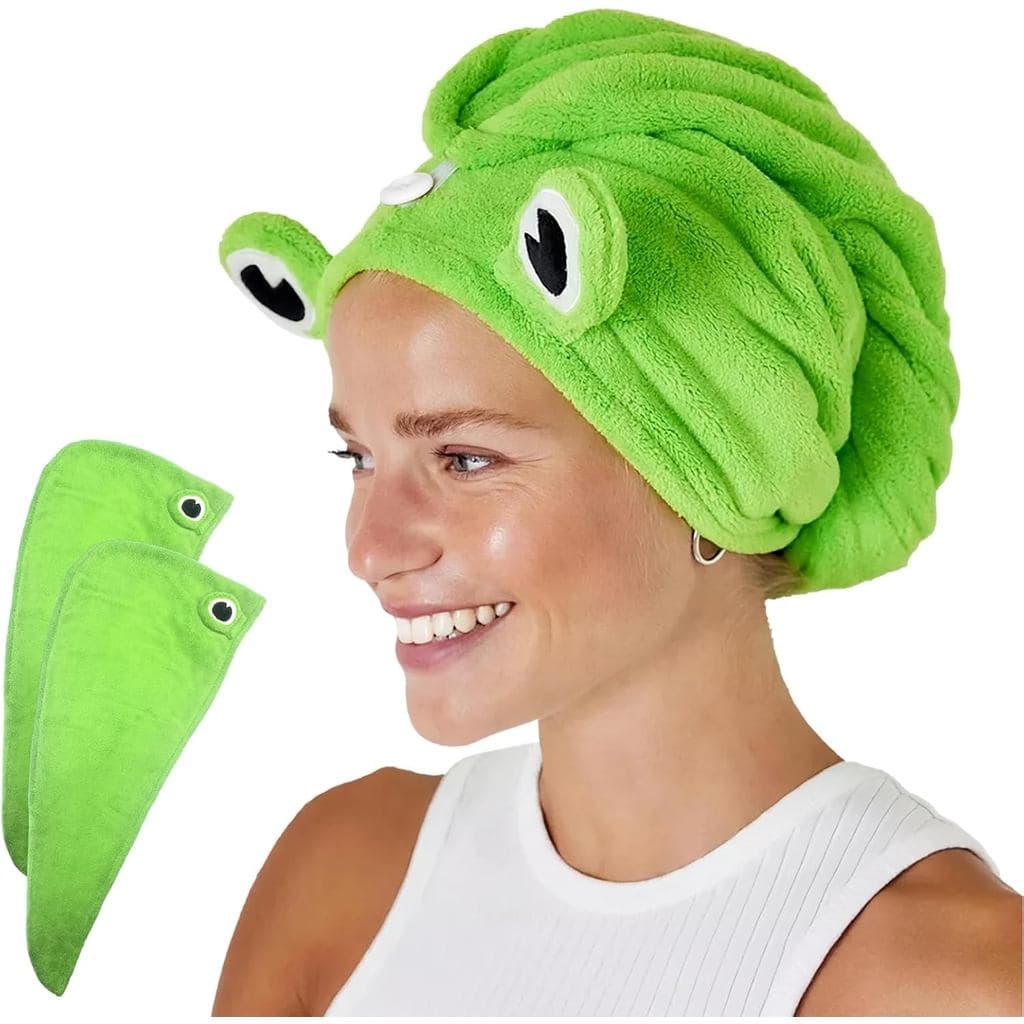 2 Pacotes de Toalha de Cabelo de Microfibra com Botão, Turbante de Cabelo Super Absorvente de Secagem Rápida para Cabelo