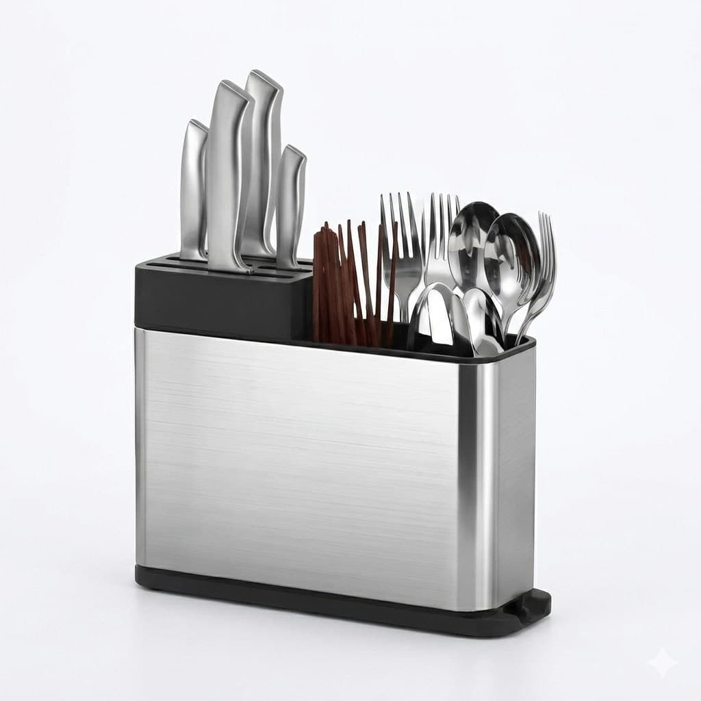 Escorredor Porta Talheres Aco Inox 304 Faca Hashi Organizador Pia Bancada Drenagem