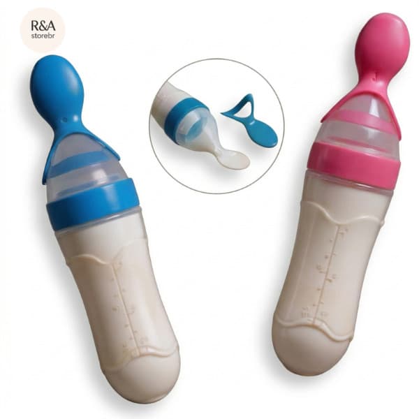 Colher Dosadora Alimentadora  Para Bebe Mamadeira de Silicone