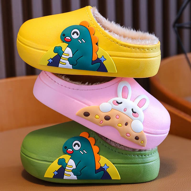 Crianças chinelos de algodão inverno interior antiderrapante quente meninos meninas à prova dwaterproof água sola macia