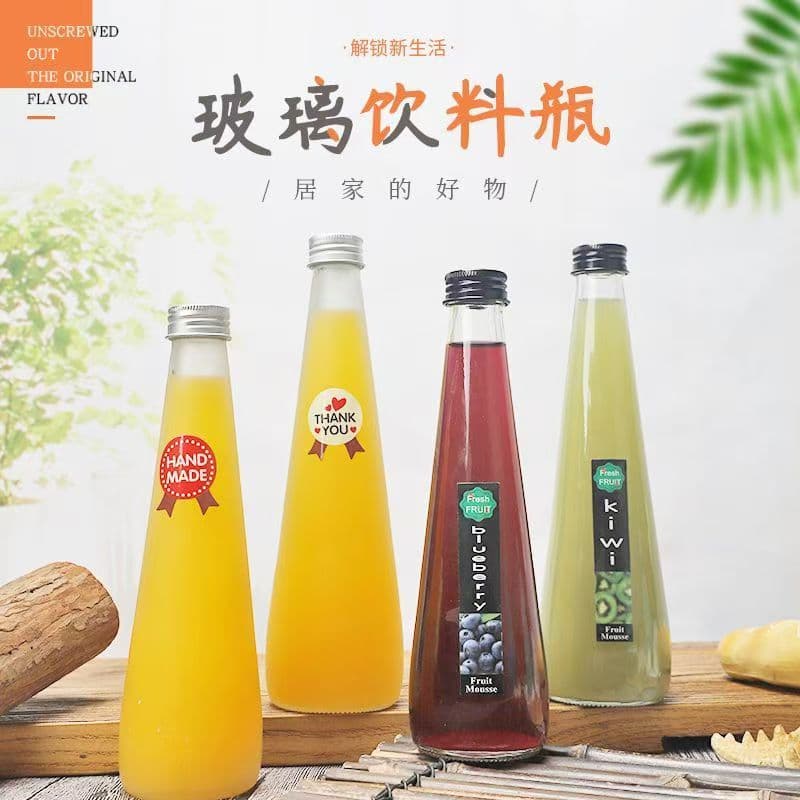 Garrafa de vidro de vinho de frutas criativa garrafa cônica garrafa de bebida de limão suco leite garrafa de chá Sub-eng