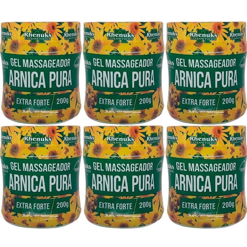 kit 6 Gel de Arnica Pura 200g: Alívio Rápido para Dores Musculares e Contusões!