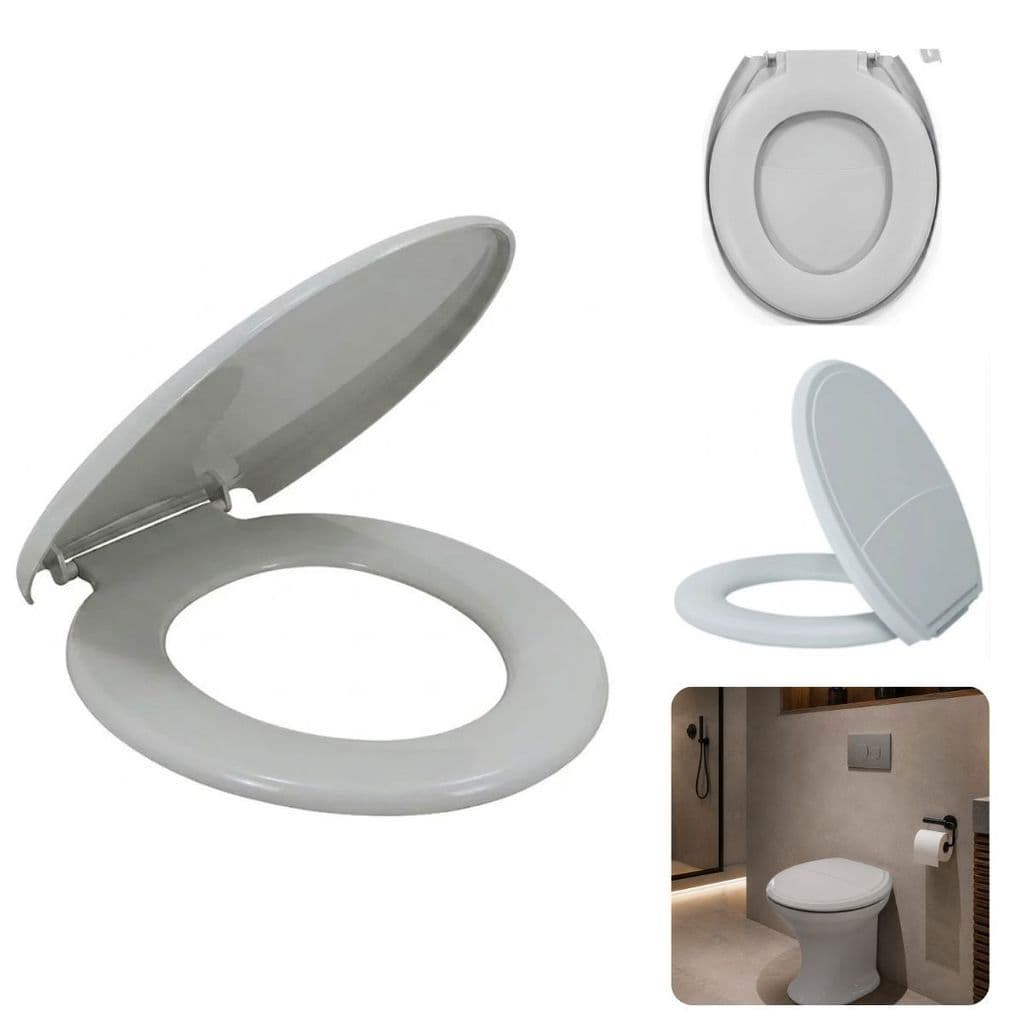 ASSENTO SANITARIO UNIVERSAL OVAL CONVENCIONAL POLIURETANO - ORIGINAL METASUL CINZA