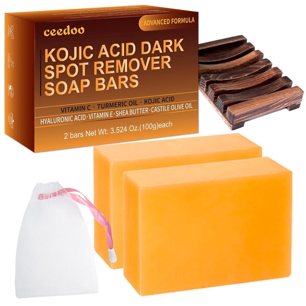 Sabonete de Ácido Kójico para Remoção de Manchas Escuras com Cúrcuma, Vitamina C, Retinol, Colágeno com Ácido Hialurônic