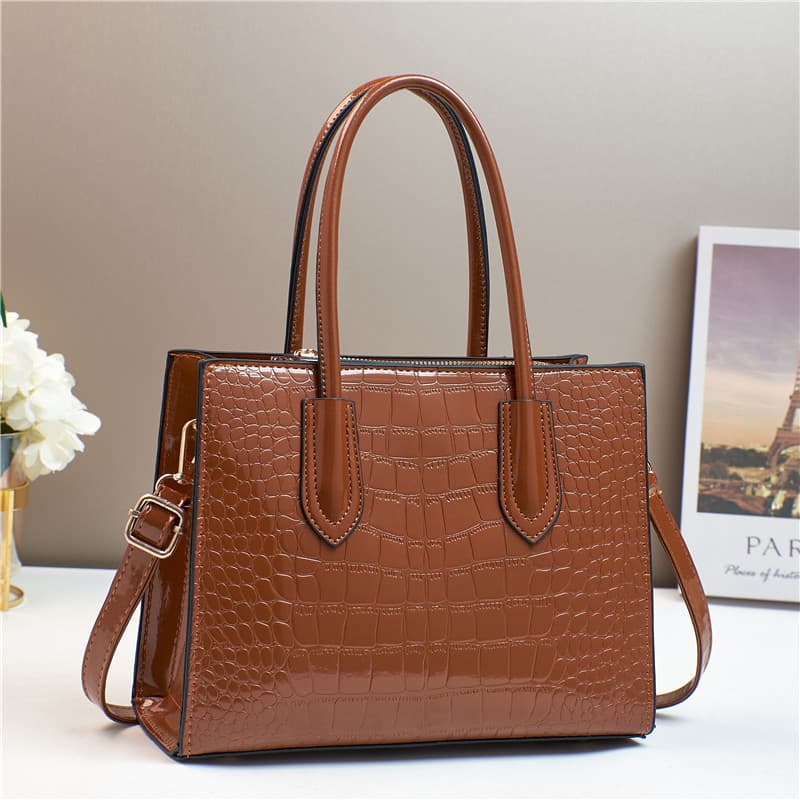 Senhoras sacos 2026 novo estilo na moda High-End Retro moda padrão de crocodilo couro brilhante grande capacidade Commut