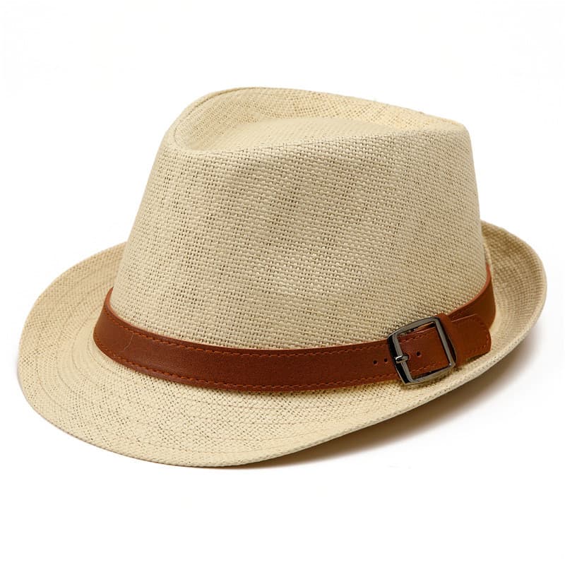 Chapéu de palha masculino versão coreana na moda moda guarda-sol pequeno chapéu superior feminino britânico Retro Jazz c