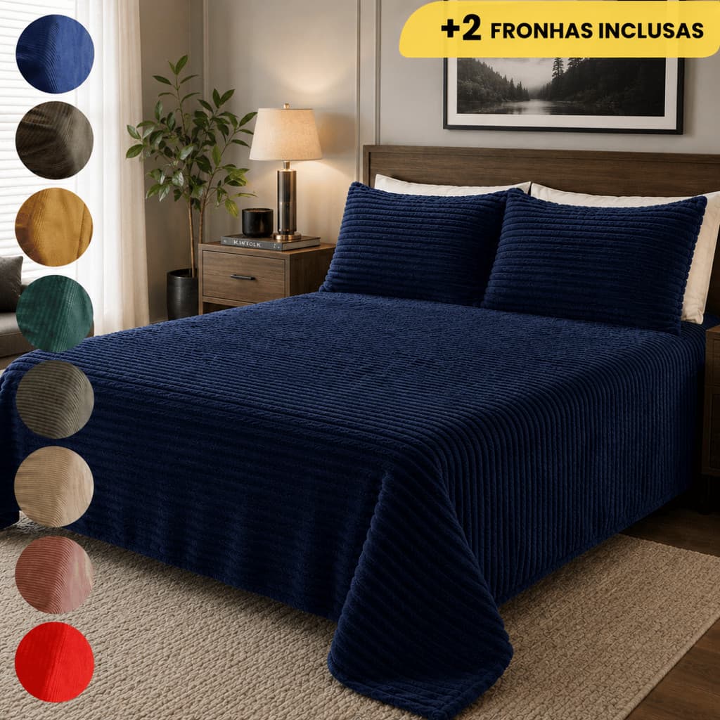 Kit Manta Queen Soft Plush Canelada 2,50 x 2,20 Toque Ultra Macio