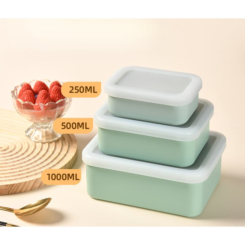 Pote de silicone retangular hermético, empilhável, múltiplos tamanhos para armazenamento de alimentos