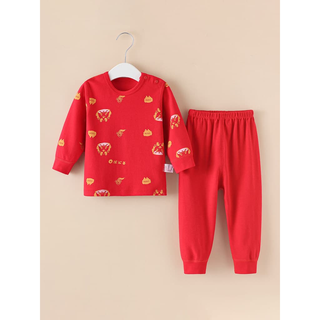 Roupas de bebê de 0 a 6 anos, terno de duas peças, desossado, primavera, outono, fundo interno, vermelho, festivo, cem d