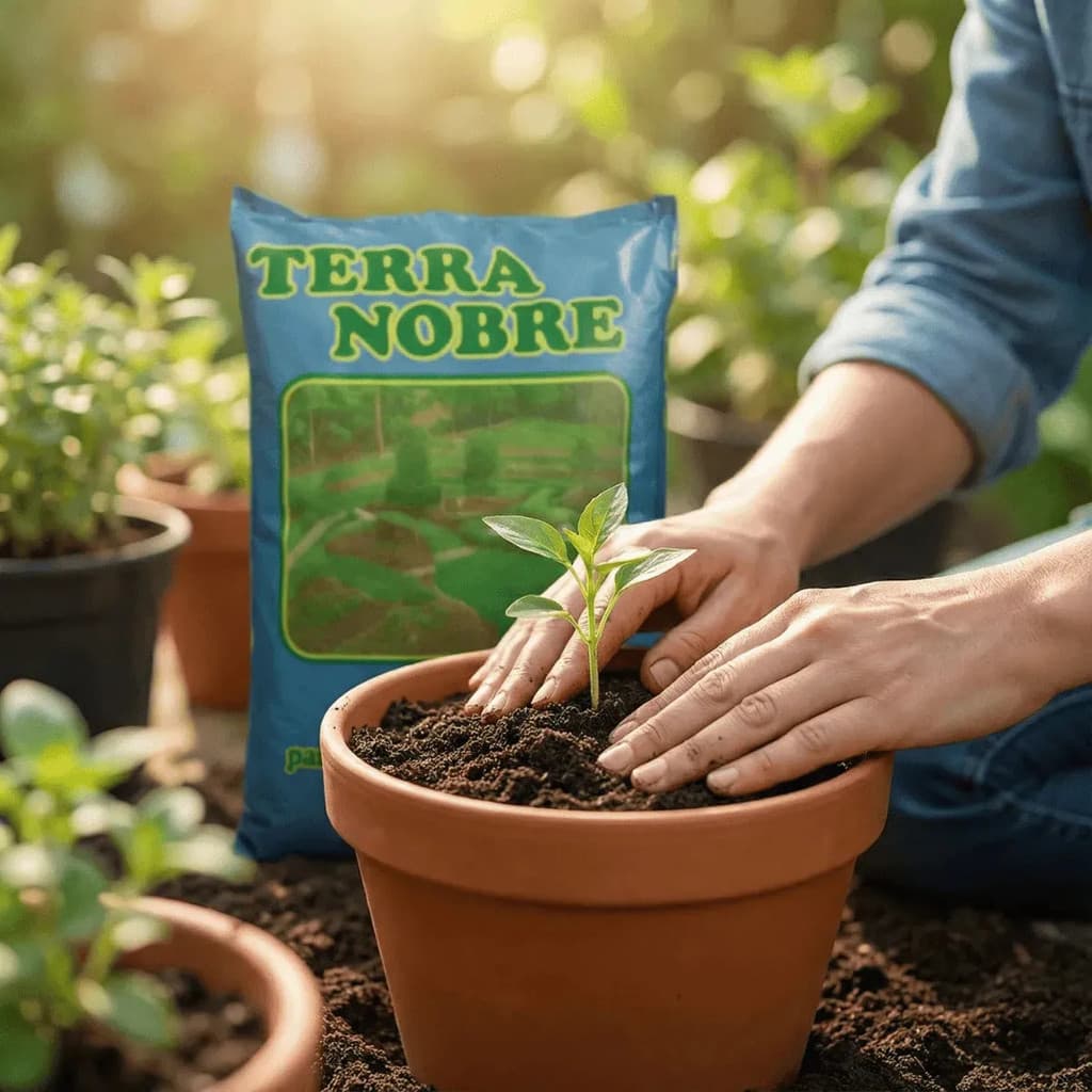 Terra Vegetal Natural Adubada 3kg Terra Nobre Jardim plantas hortas pasto grama vasos orquidias flor