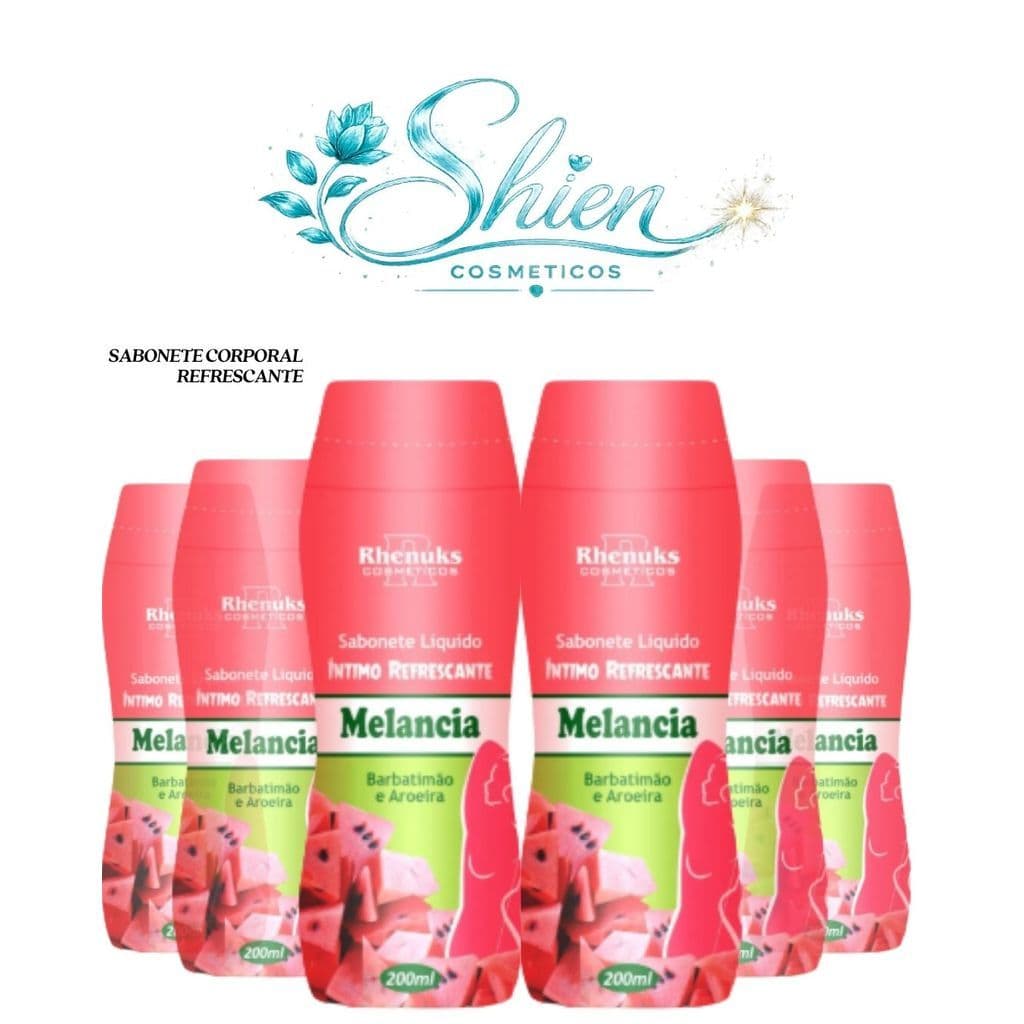 Kit 6 Unidades Sabonete Líquido Íntimo Refrescante Melancia 200Ml Rhenuks (Afilhado)