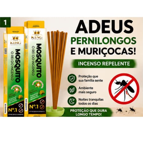 Incenso Repelente de Pernilongos Com Ação Rápida Contra Insetos Mosquitos Muriçocas 30/60/90 Bastões