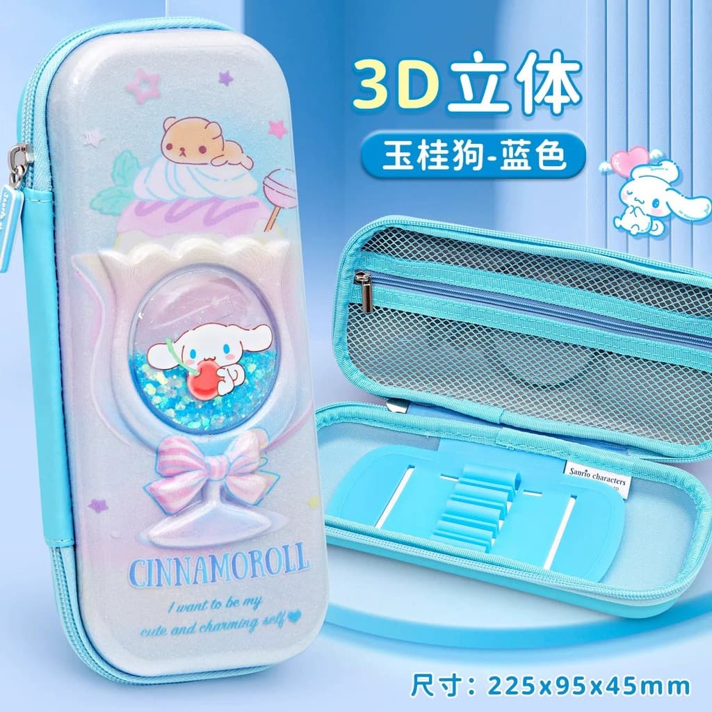 Sanrio Genuine Cinnamon Dog Glitter Papelaria Caixa Menina Novo Estilo Estojo Multifuncional Estojo para Lápis Escola Pr