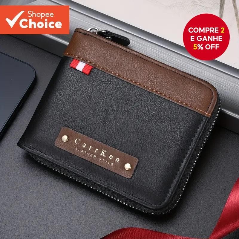 Ultra-Fino RFID Retro Emendado Contraste Cor Zíper Carteira Curta Juventude Casual Multifuncional Cartão De Couro Bolsa