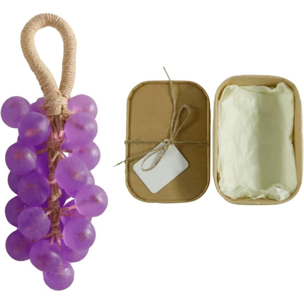 Sabonete Artesanal de Uva em Corda, Design de Cristal, para Lavar as Mãos e Tomar Banho, Barra de Sabonete Artesanal par