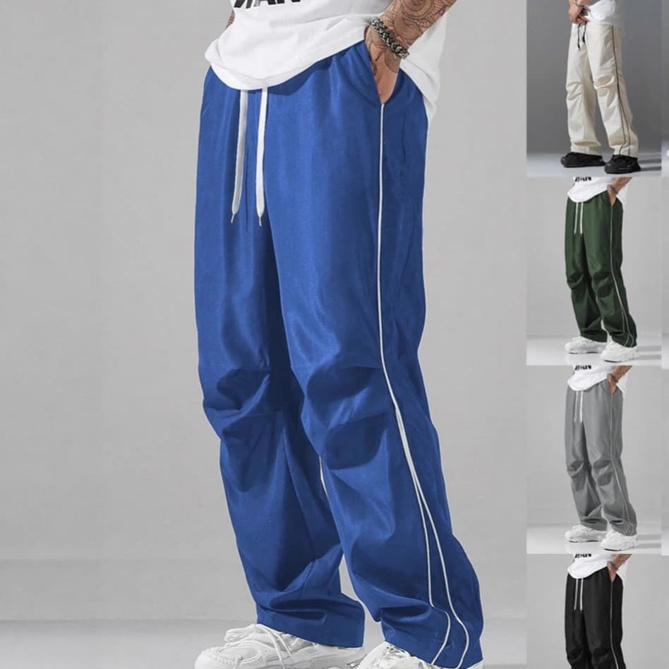 Primavera verão calças esportivas masculinas casuais estilo Hong Kong calças retas soltas novo estilo americano High Str