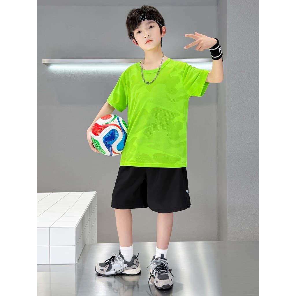 Crianças terno esportivo verão novo estilo médio grande meninos seda gelo respirável de secagem rápida Shorts de manga c