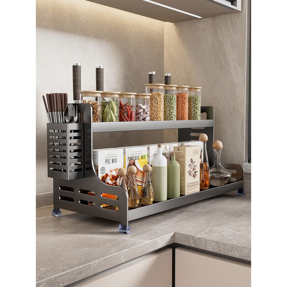 Rack de tempero de cozinha bancada condimento rack doméstico multifuncional sal condimento Jar rack armazenamento pauzin