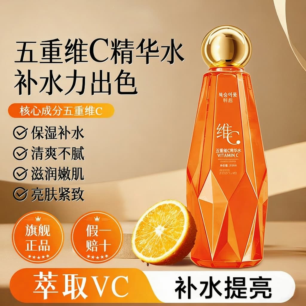 Han Tao cinco dobras vitamina C essência água endurecimento hidratante Toner refrescante essência não gordurosa cuidados