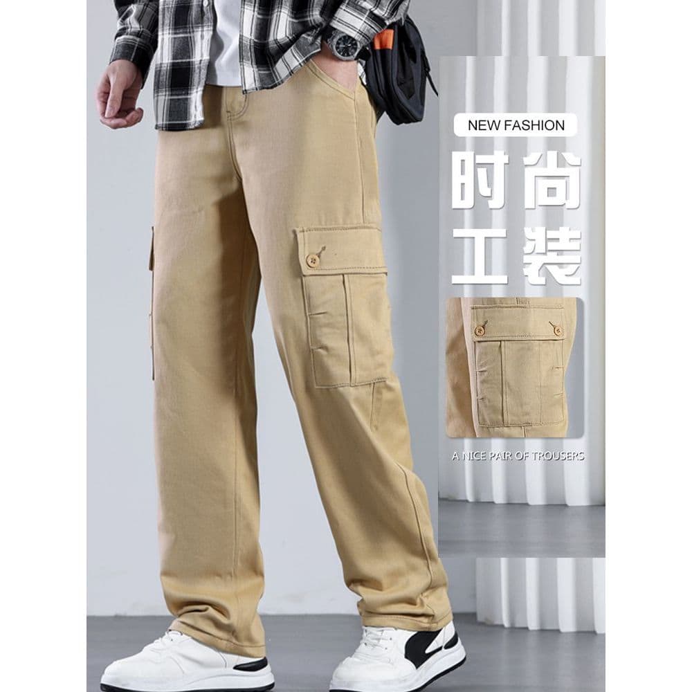 Macacão de verão masculino solto em linha reta Multi-saco calças casuais na moda All-Match confortável masculino feminin