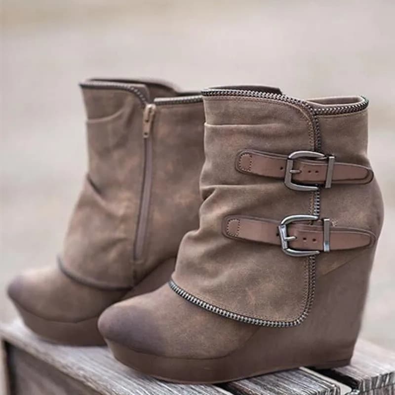 Botas de cano curto grossas para o outono/inverno de 2022, botas quentes femininas, botas retrô feitas à mão, para