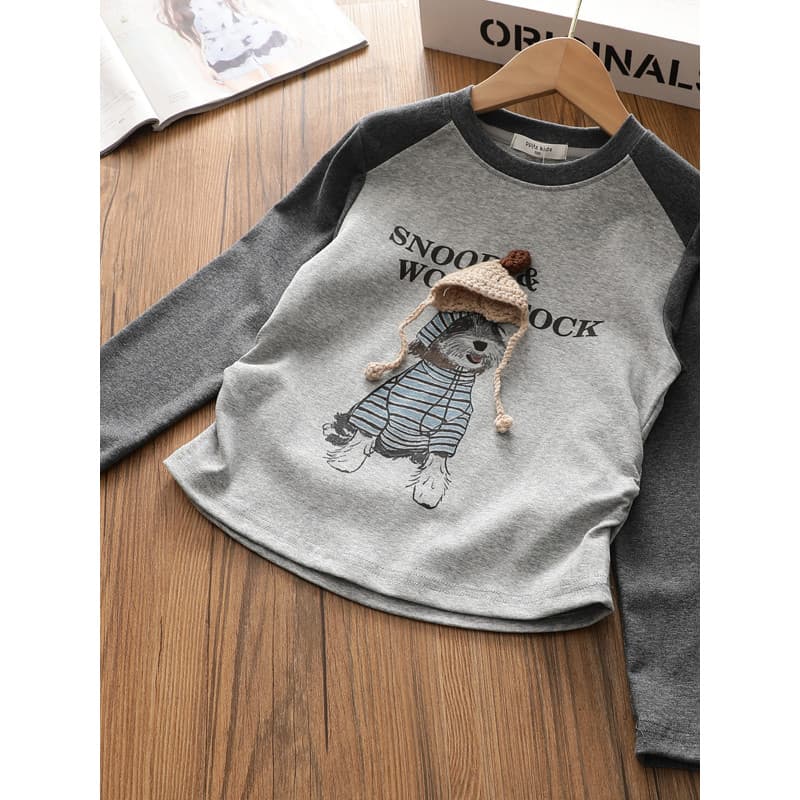[Camiseta curta moderna] Meninas primavera novo estilo desenho animado versão coreana quente menina manga Raglan camiset