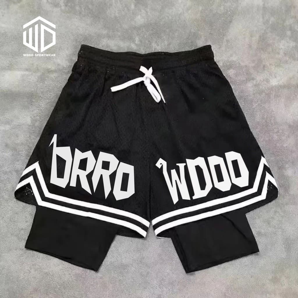 Shorts americanos esportes de secagem rápida falso duas peças 4 pontos calças de basquete estudante shorts masculino esp