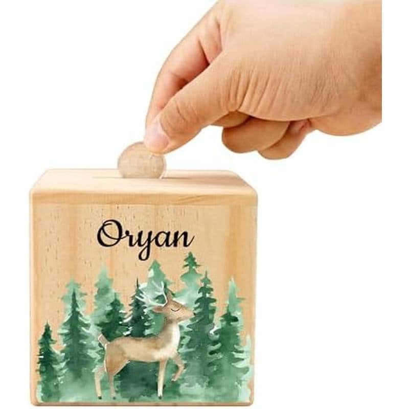 Mealheiro Personalizado , Bancos De Dinheiro De Madeira De 4 " Para Crianças , Presentes Personalizados Meninos E Menina