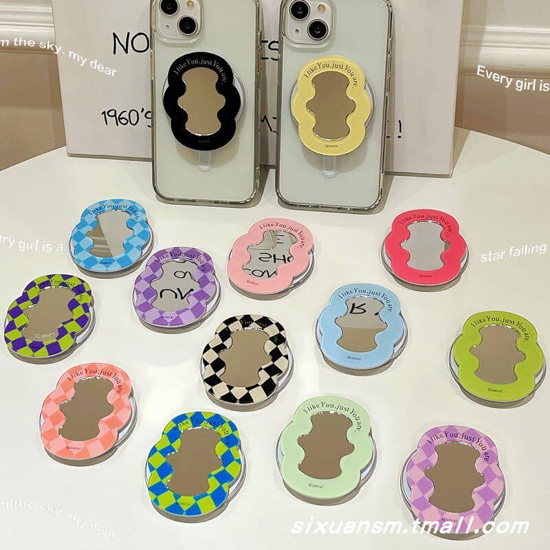 griptok magsafe magsafe popsocket Japonês Coreano INS Estilo Criativo Irregular Checkerboard Checkerboard Espelho de Maq