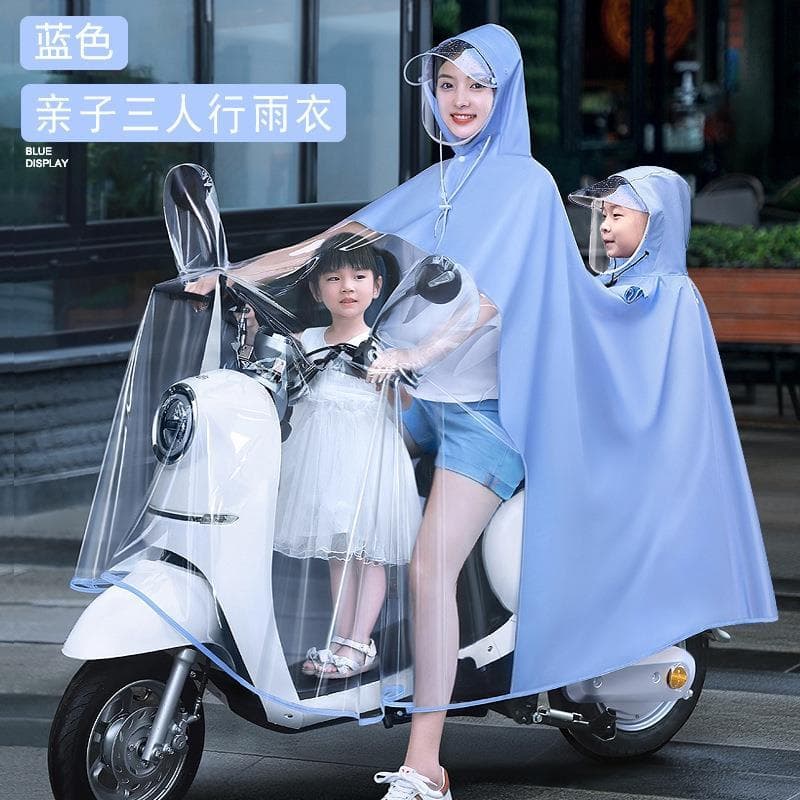 Capa De chuva veículo elétrico duplo mãe-filho novo estilo feminino pai-filho corpo inteiro à prova De chuva bateria mot