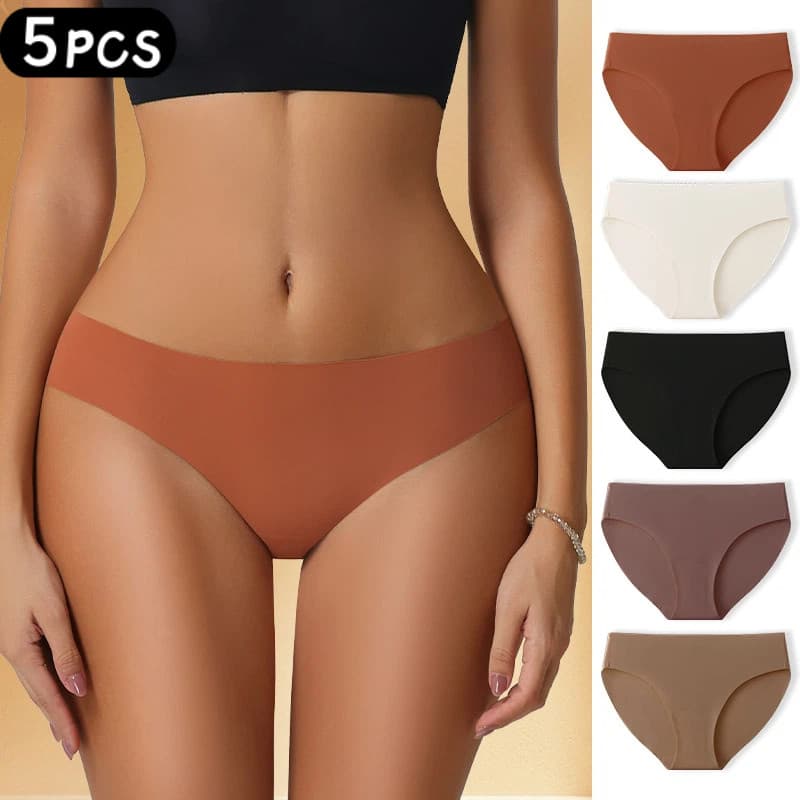 Calcinha de seda gelo sem costura feminina cintura baixa tamanho grande Briefs respirável de secagem rápida Yoga calcinh