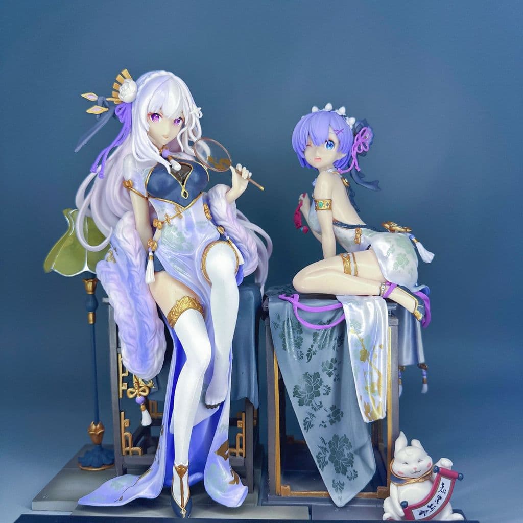 Minger House Estilo Chinês Do Scratch em Outro Mundo Emilia Rem Cheongsam Cena Anime Figura