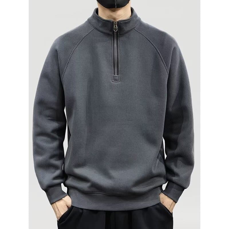 Pesado grosso meio zíper gola alta moletom de manga comprida masculino outono inverno novo estilo Stit
