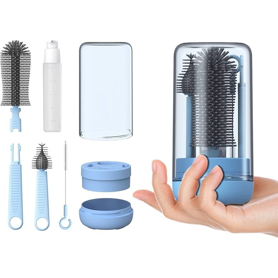 Kit de Escovas de Silicone 4 em 1 Portátil para Limpeza de Mamadeira Copo Garrafa WL-2686
