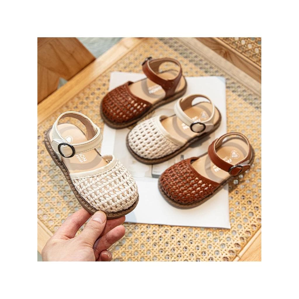Meninas sandálias 2026 novo estilo verão sapatos infantis bebê menina Baotou tecido princesa sapatos menina sapatos de s