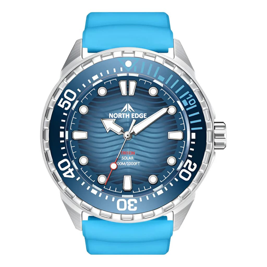 Relógio Aço Inoxidável North Edge Triton Solar 45mm Azul Azul