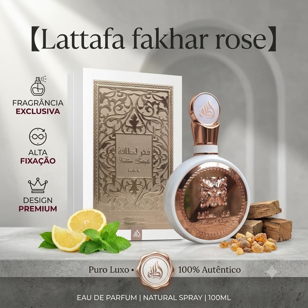 Lattafa Fakhar Rose 100ml EDP – Perfume Feminino Intenso | Luxo e Longa Duração | Original