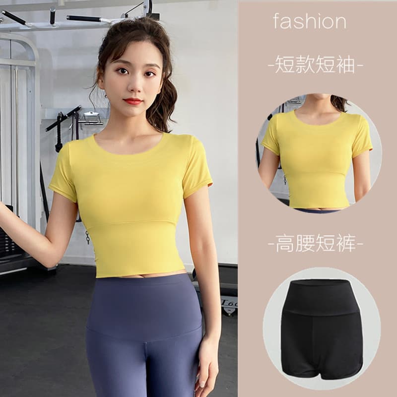 Roupas de Yoga femininas de manga curta verão High-End Fitness de secagem rápida topo Pilates treinamento correndo espor