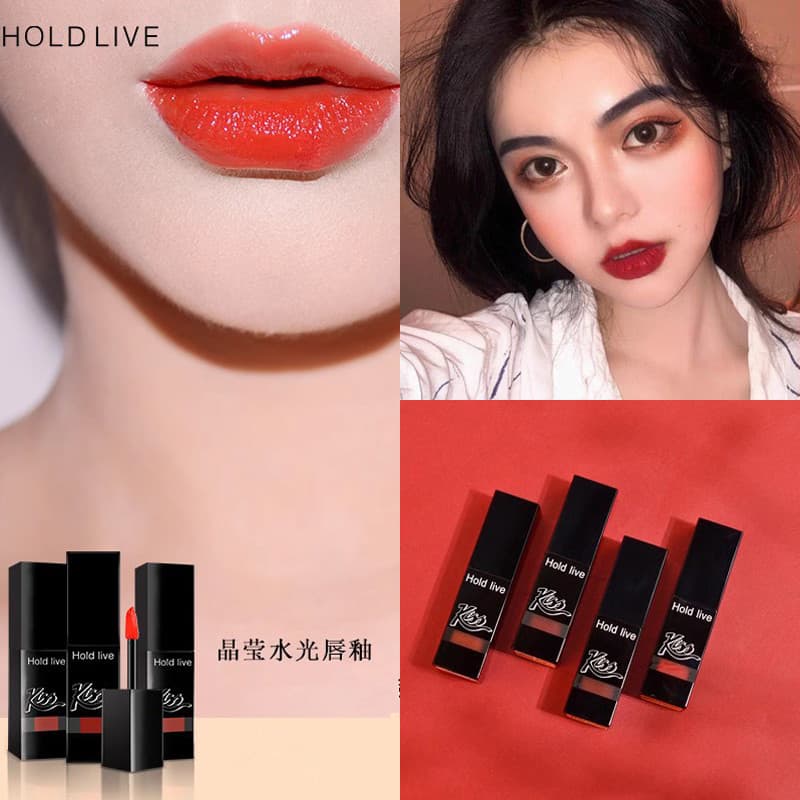 HOLDLIVE cristal água brilho labial espelho brilho labial Dudu lábio feminino água vermelha toranja podre tomate cor ros