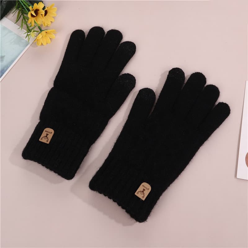 Novo ártico velo masculino quente dupla camada luvas inverno tela sensível ao toque velo à prova de frio lã luvas de mal