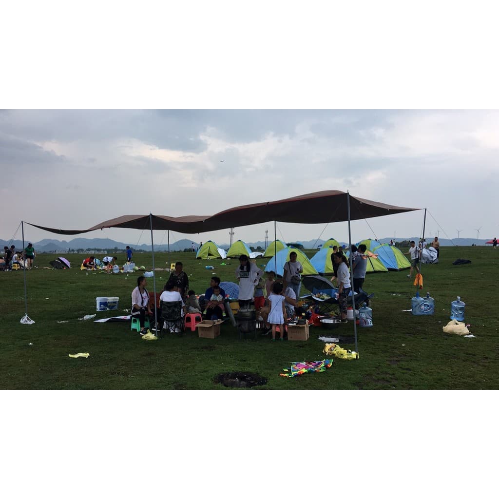 Café céu cortina toldo tenda acampamento pano ao ar livre tenda acampamento céu cortina 5*8m prata revestido céu cortina