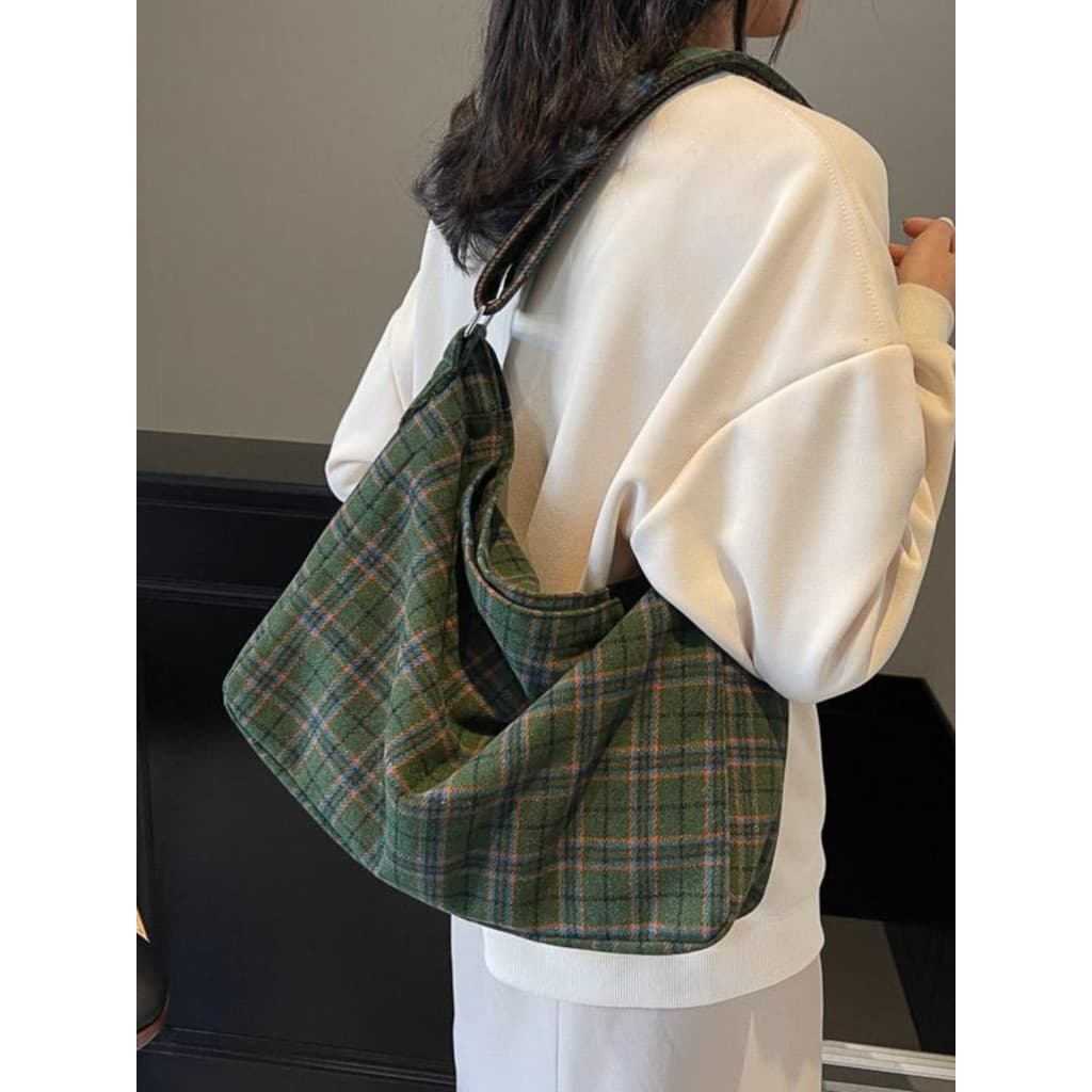 Treliça Casual bolsa de lona feminina 2026 novo estilo portátil grande capacidade Commuter saco de compras classe um omb