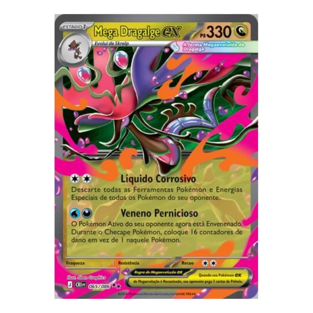 Carta Pokémon Mega Dragalge Ex 065/086 Ultra Rara Pt-br