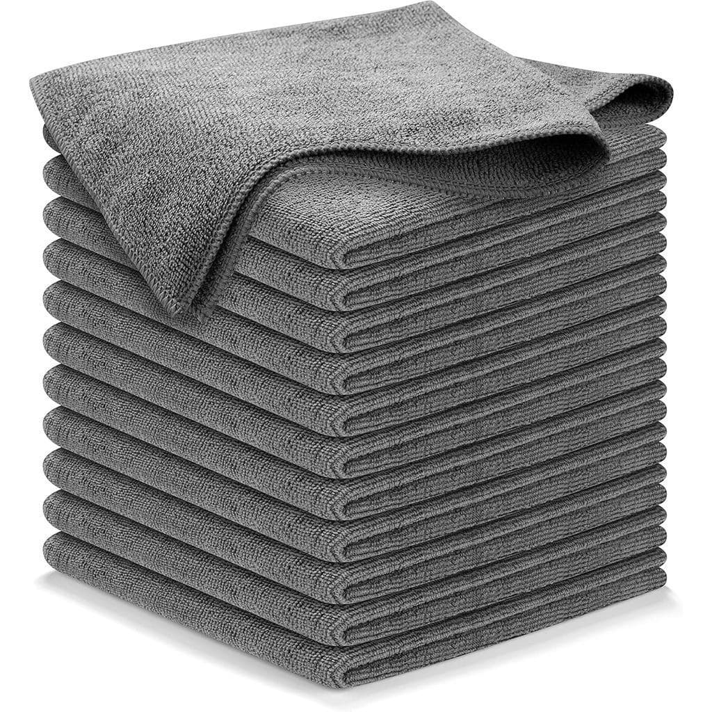 Pano de Limpeza de Microfibra USANOOKS Cinza - 12 Peças (12,5"x12,5") - Alto Desempenho - 1200 Lavagens, Toalha de Micro