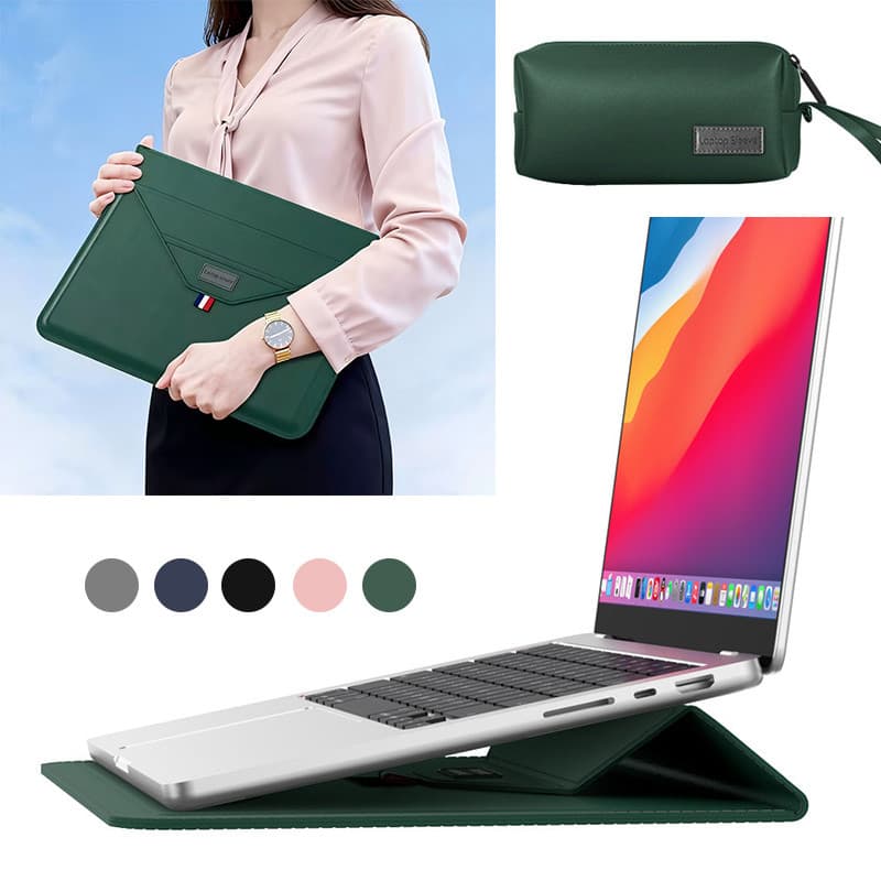 Mochila para notebook de alta qualidade, couro, 13 a 16 polegadas, com suporte e bolsa para carregador