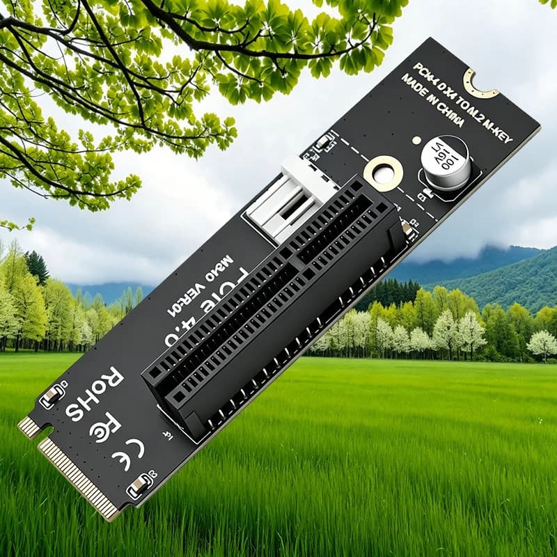 NOVO Adaptador M.2 Key-M para PCIe 4.0 X4 com Alimentação de 4 Pinos, Placa de Expansão NVMe M Key para PCI-E 4X, Conver