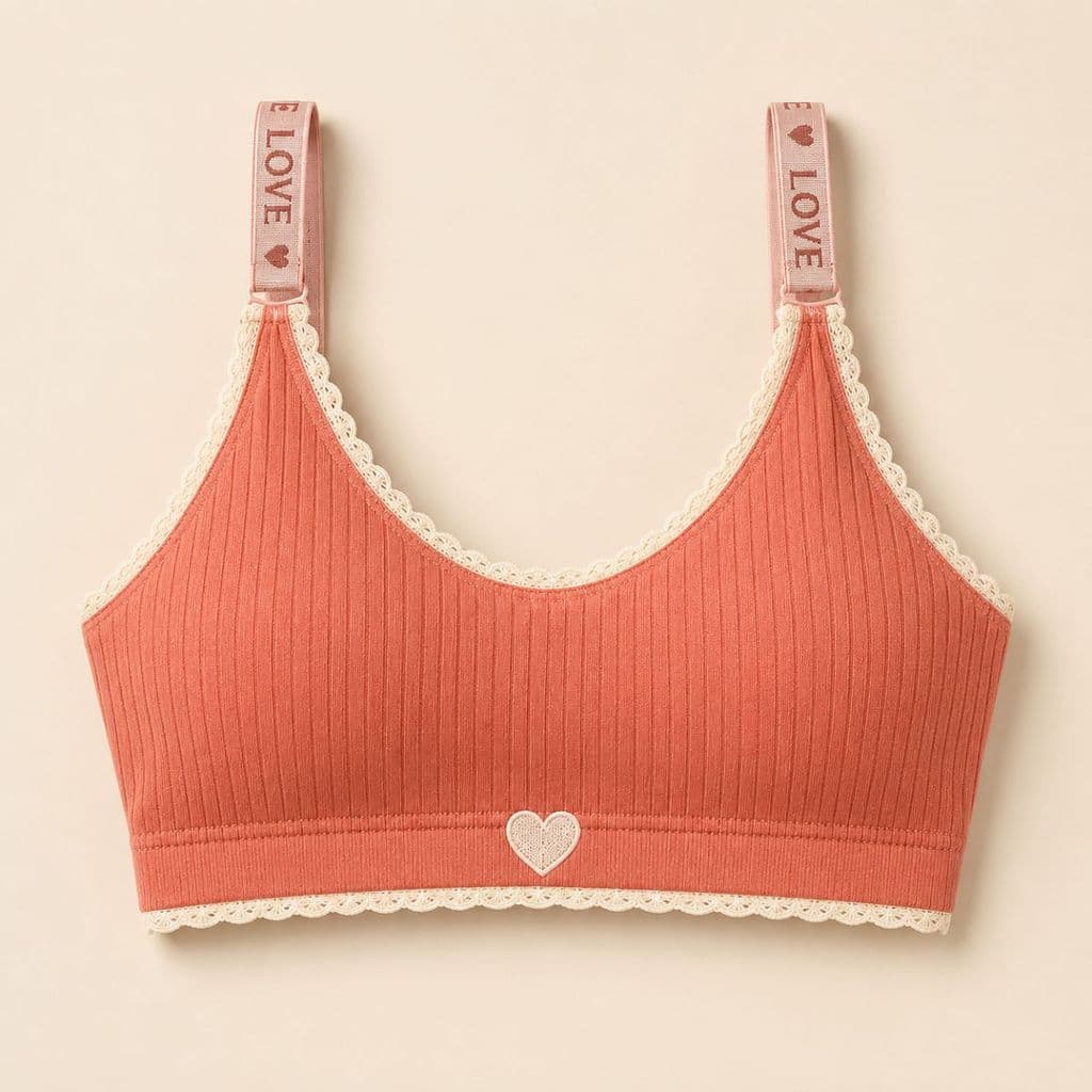 Sutiã Love Canelado Sem Costura Top Feminino Confortável Com Bojo Removível